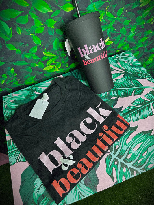 Black & Beautiful T-Shirt /Tumbler Set